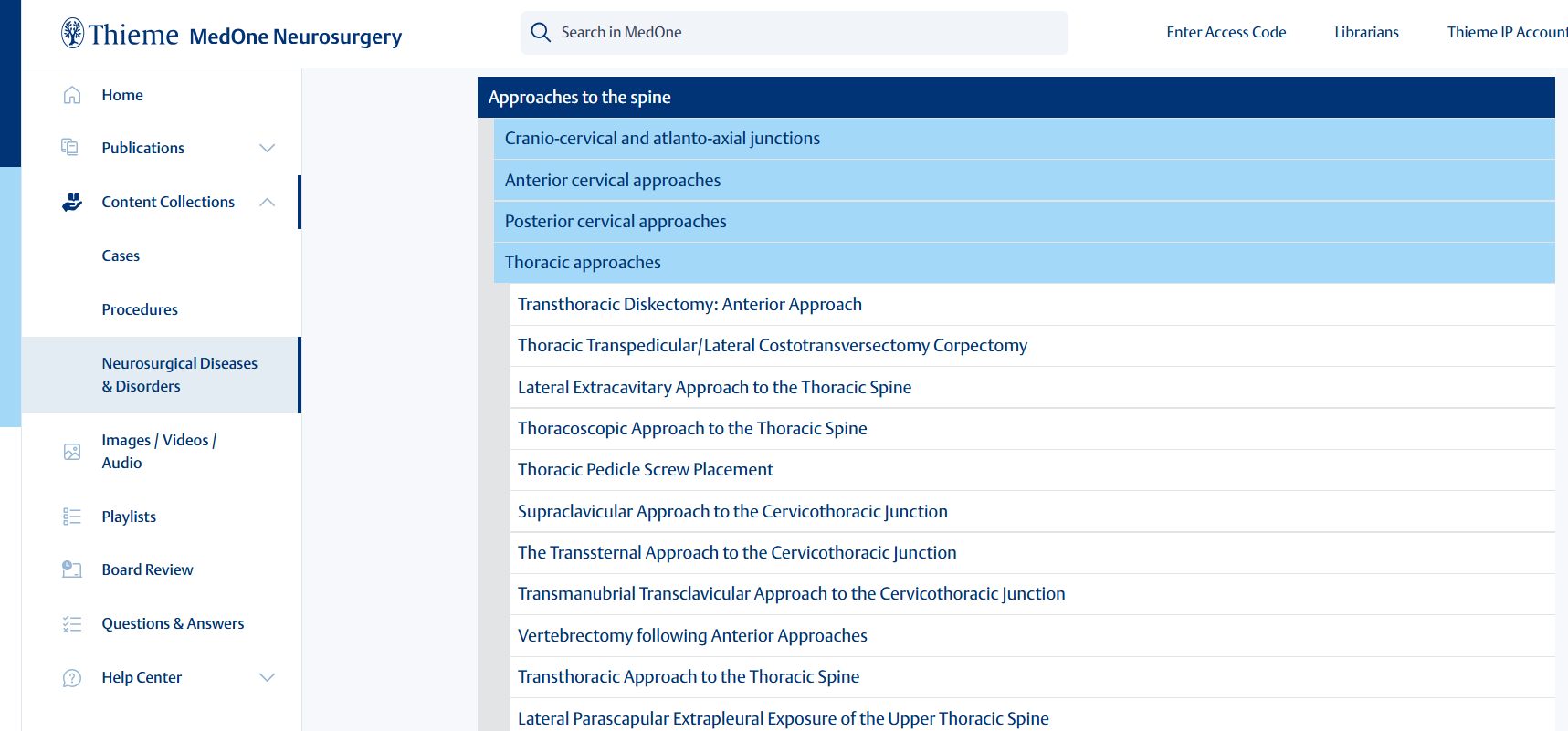 neurosurg 2024-12-05 08_31_11-Procedures_ Spine - MedOne, Thieme