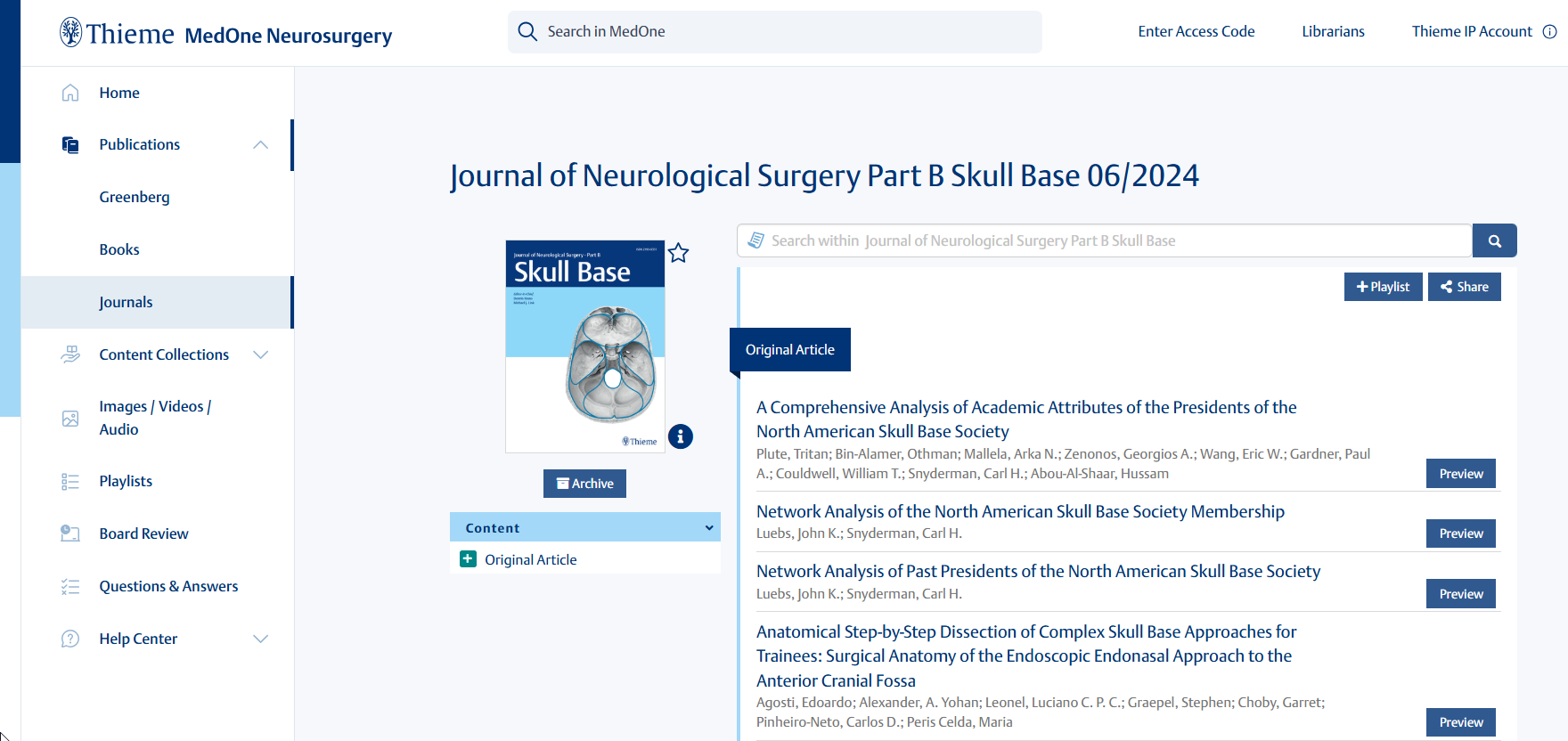 neurosurg journals
